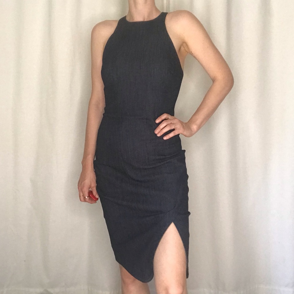 Elizabeth and James Bardot Denim Bodycon Dress